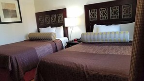 Pillowtop beds, desk, laptop workspace, blackout drapes