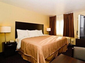 Pillow-top beds, desk, laptop workspace, blackout curtains