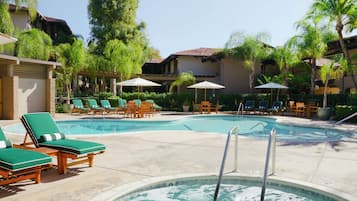 Outdoor pool, pool loungers