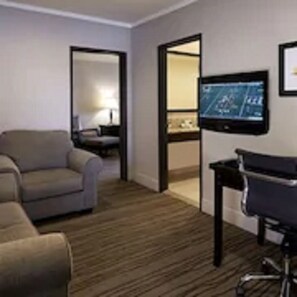 Junior Suite, 1 King Bed, Non Smoking | Living area | 55-inch LCD TV with cable channels, TV, pay movies - DoubleTree by Hilton Claremont (Claremont)