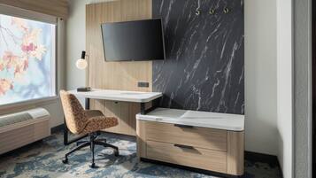 In-room safe, desk, laptop workspace, iron/ironing board