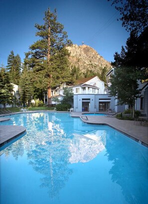 Outdoor pool, pool loungers