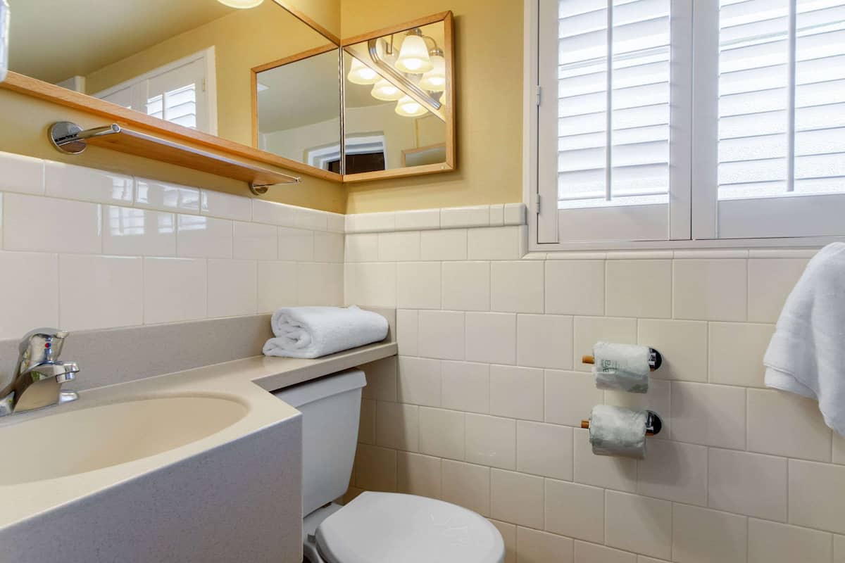 Douche, articles de toilette gratuits, sèche-cheveux