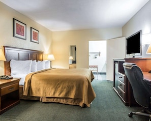 Desk, laptop workspace, blackout drapes, soundproofing