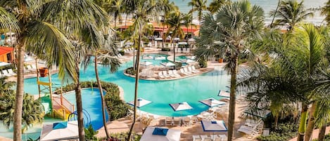5 piscines extérieures, tentes de plage, parasols de plage