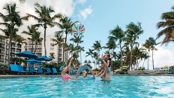 4 outdoor pools, open 8:00 AM to 10:00 PM, cabanas (surcharge)