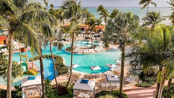 5 outdoor pools, open 8:00 AM to 10:00 PM, cabanas (surcharge)