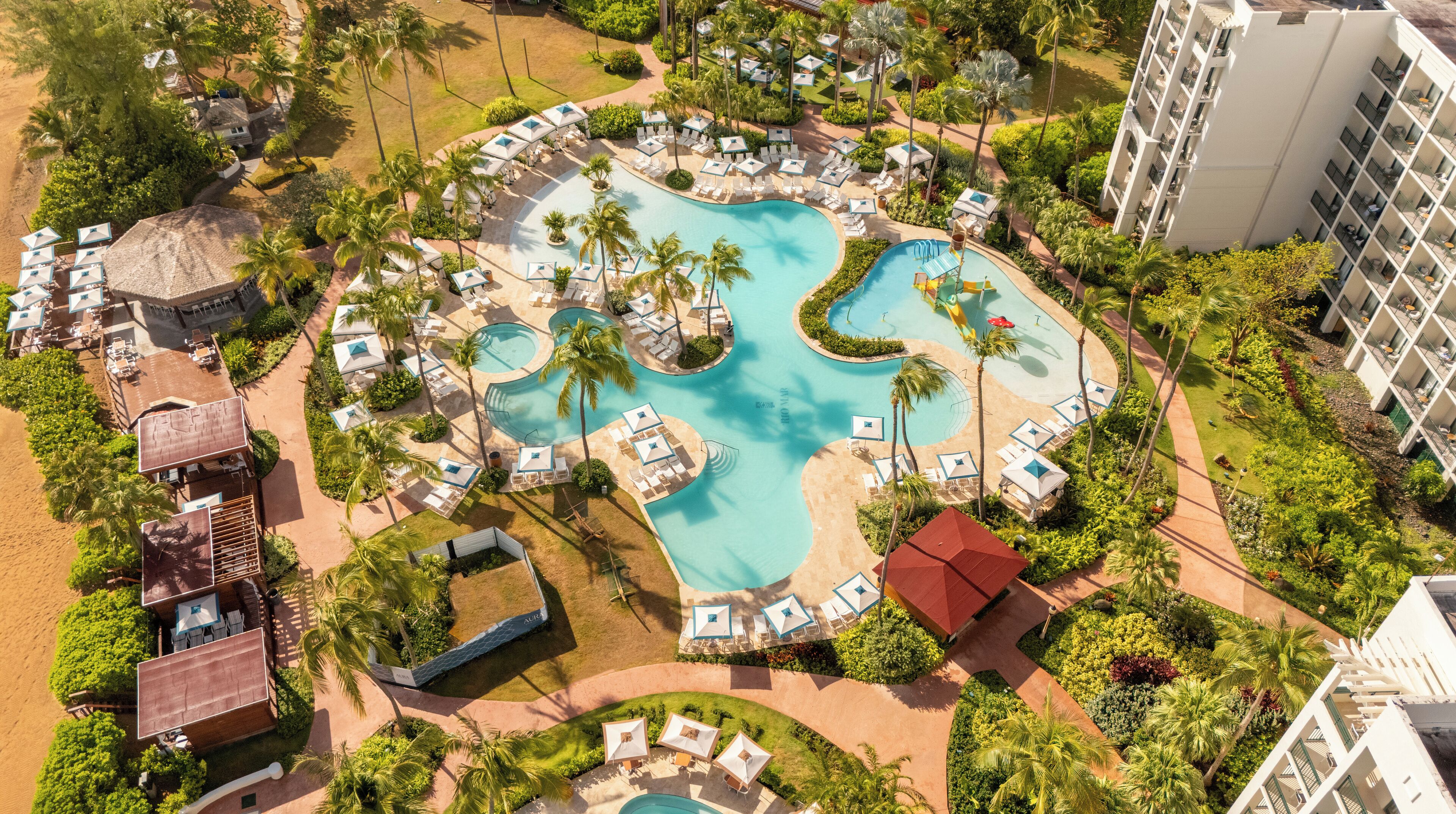 4 outdoor pools, open 8:00 am to 10:00 pm, pool cabanas (surcharge)