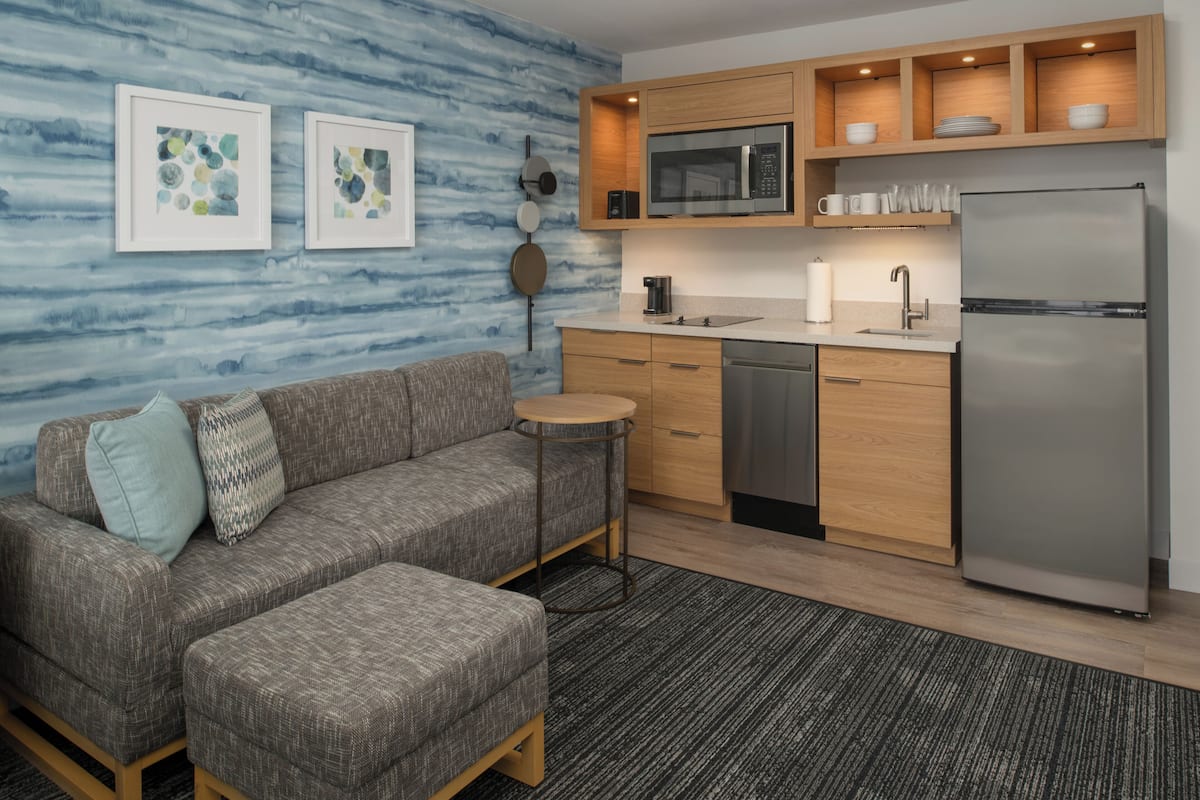 Fridge, microwave, dishwasher, coffee/tea maker