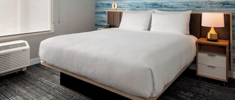 Desk, laptop workspace, blackout curtains, iron/ironing board