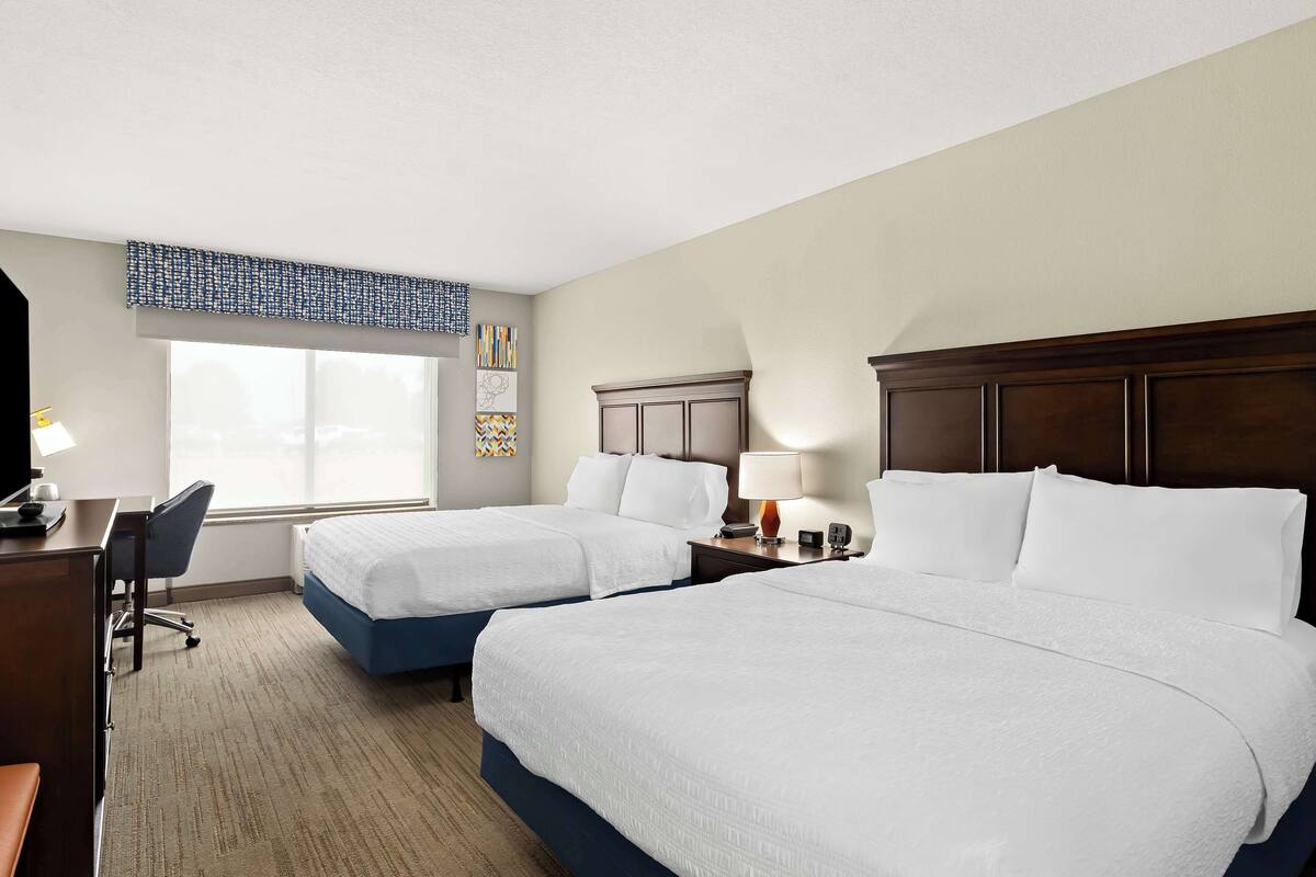 room, 2 queen beds, accessible, non smoking | in-room safe, desk, iron/ironing board, cots/infant beds