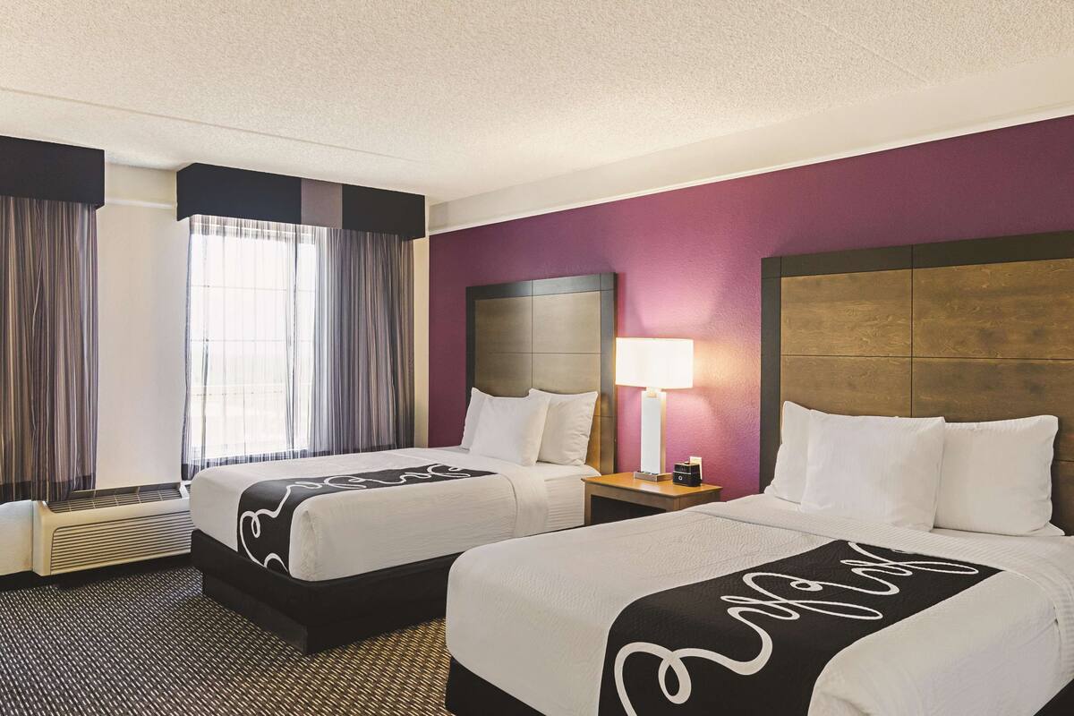 room, 2 double beds, non smoking | premium bedding, desk, blackout curtains, iron/ironing board