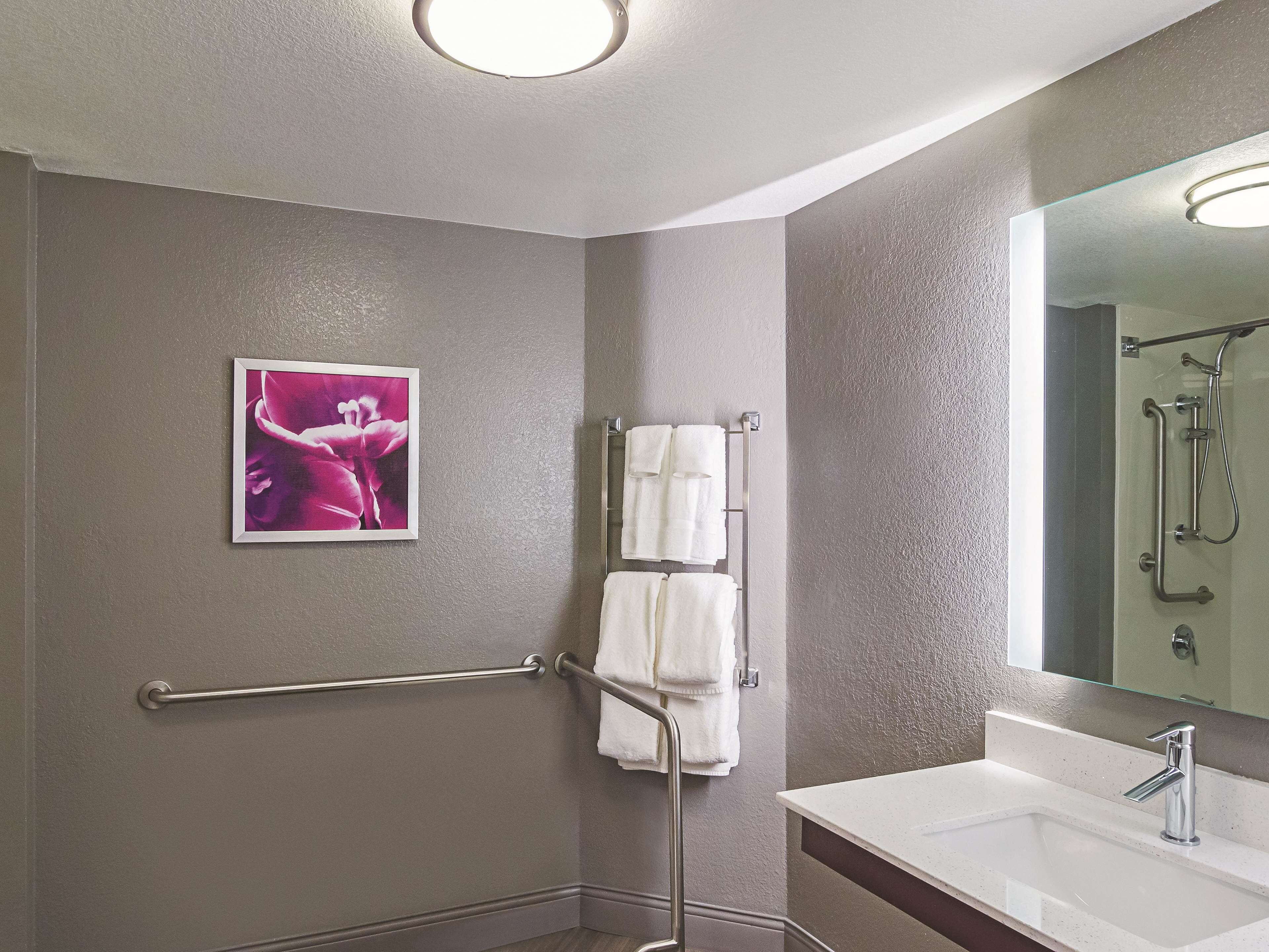 room, 1 king bed, accessible, non smoking | bathroom | combined shower/bathtub, free toiletries, hair dryer, towels