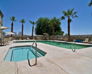 Outdoor pool, pool umbrellas
