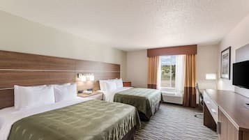 Desk, blackout drapes, iron/ironing board, free cribs/infant beds