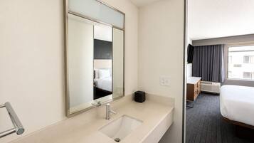 Suite, 1 kingsize bed met slaapbank | Badkamer | Gratis toiletartikelen, een haardroger, handdoeken