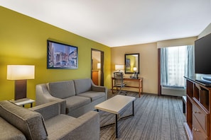 Suite, 1 King Bed, Non Smoking, Refrigerator & Microwave (with Sofabed) | Desk, laptop workspace, soundproofing, iron/ironing board