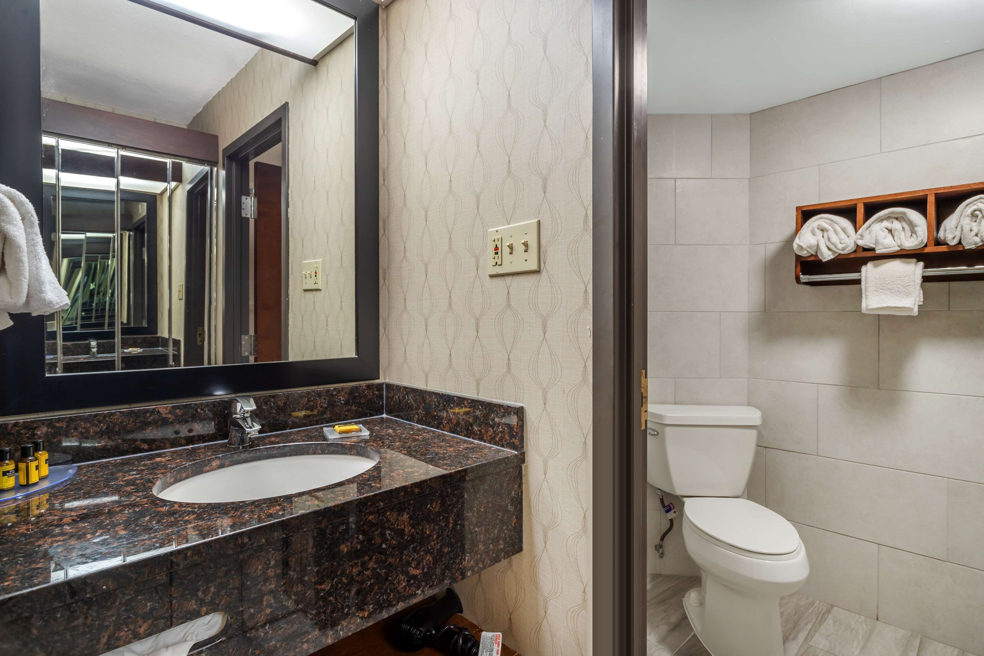 standard room, 1 king bed, non smoking, refrigerator & microwave | bathroom | combined shower/bathtub, hydromassage showerhead, free toiletries