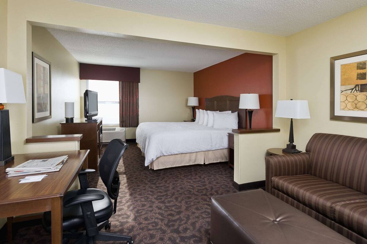 one king study sofabed non smoking | premium bedding, pillow-top beds, desk, blackout curtains