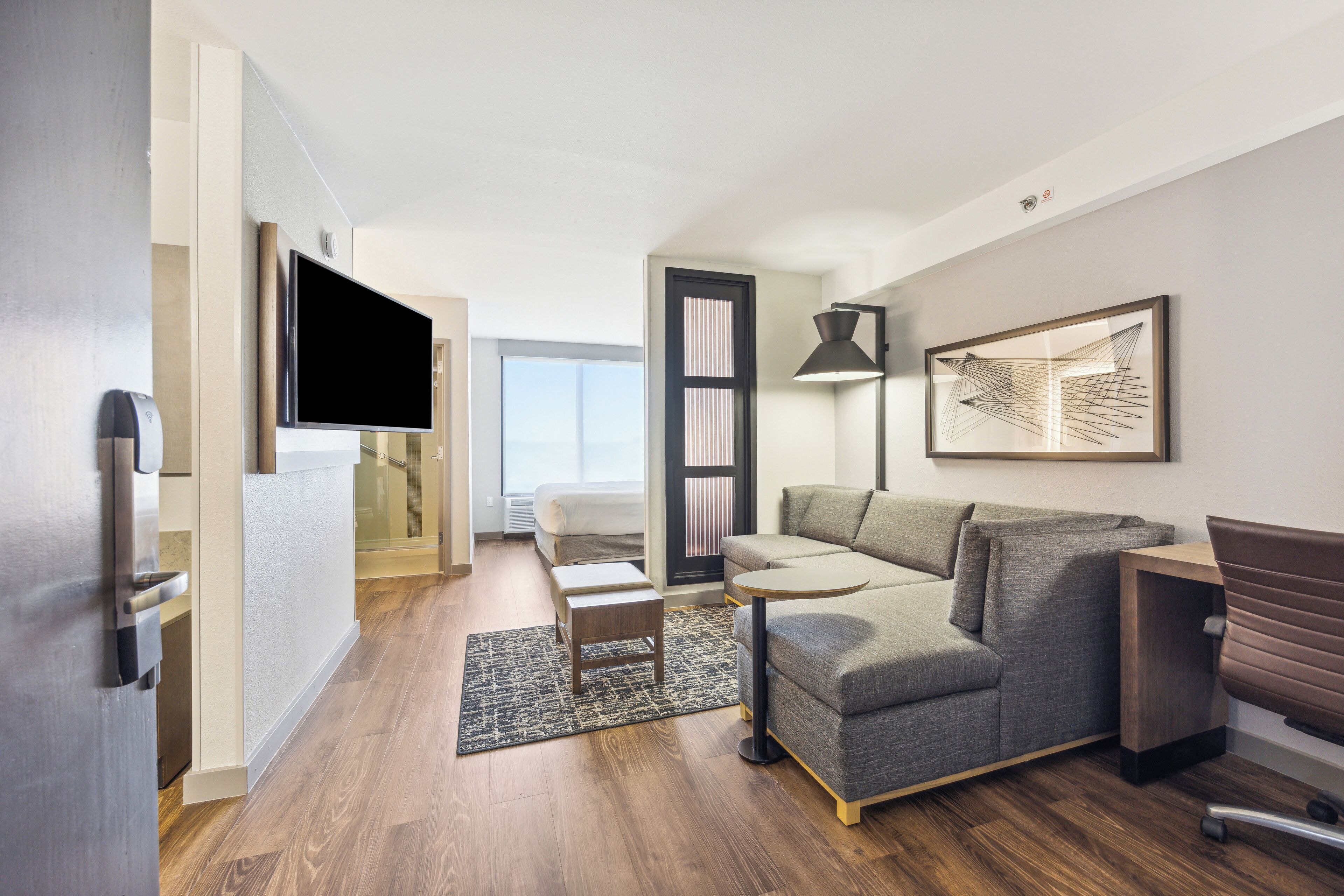 42-inch flat-screen TV with cable channels, TV, pay films