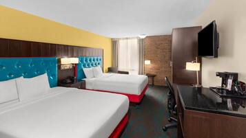 Deluxe Room, 2 Queen Beds, Non Smoking | Pillowtop beds, desk, laptop workspace, blackout drapes
