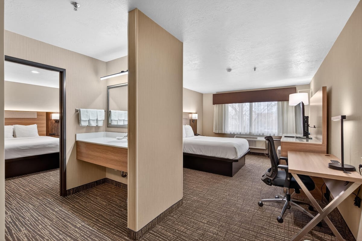 Family Room, Multiple Beds, Non Smoking, Refrigerator & Microwave | Pillowtop beds, in-room safe, desk, iron/ironing board