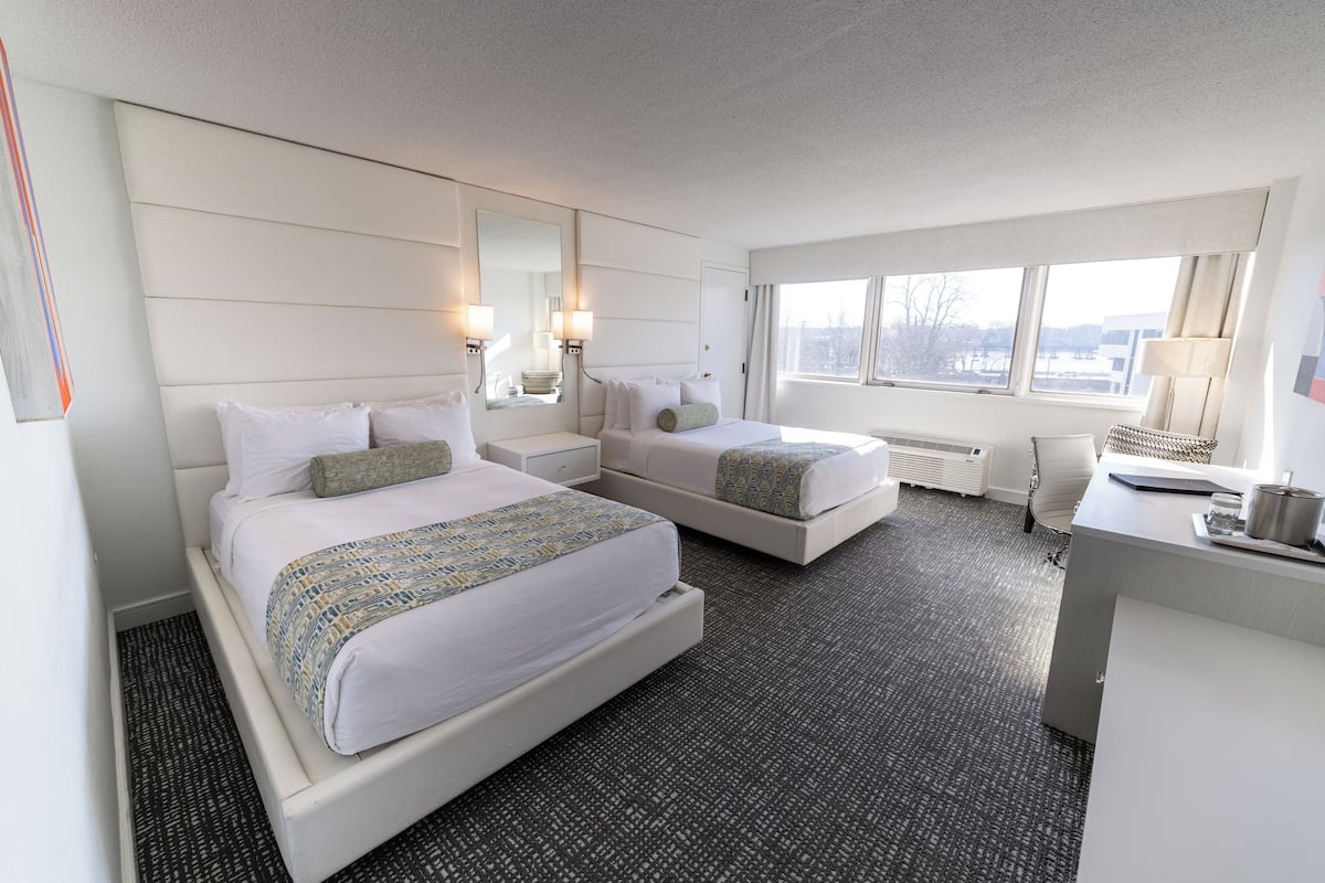 Deluxe Double Room, 2 Double Beds | Hypo-allergenic bedding, down duvets, in-room safe, blackout curtains