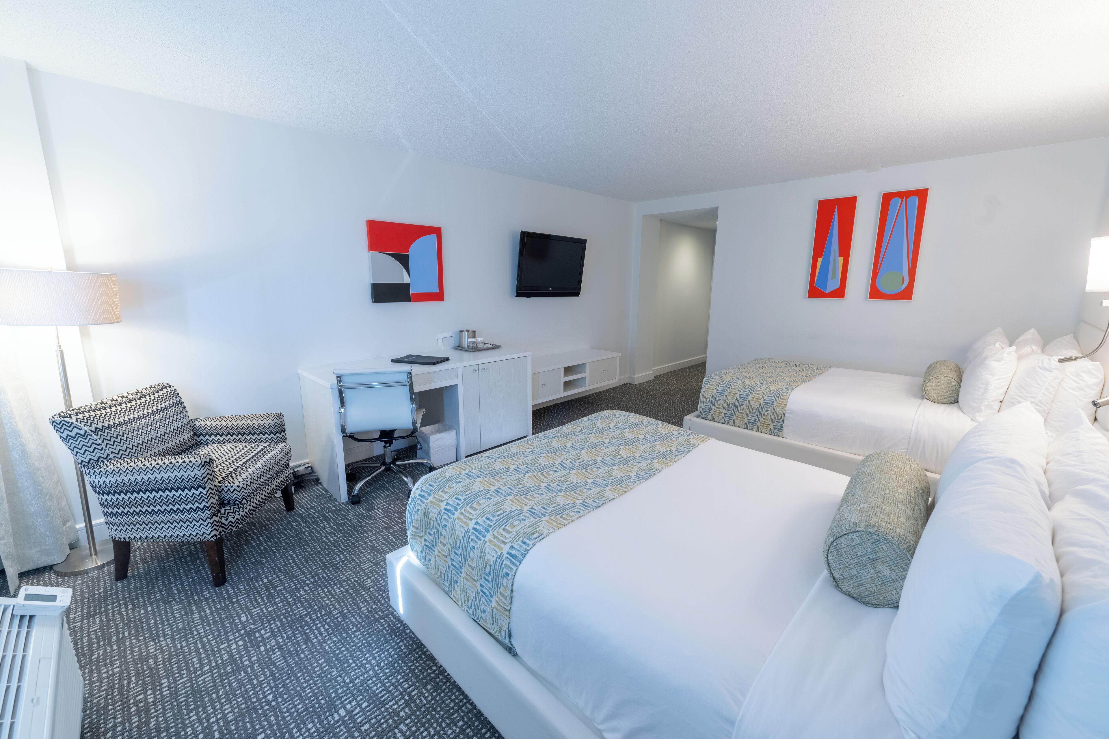 deluxe double room, 2 double beds | hypo-allergenic bedding, down duvets, in-room safe, blackout curtains