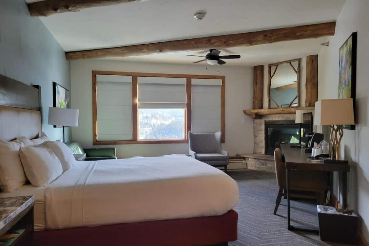 Mountain View 1 King Guestroom | 熨斗/熨衣板、免费婴儿床、折叠床/加床(额外收费)、床单