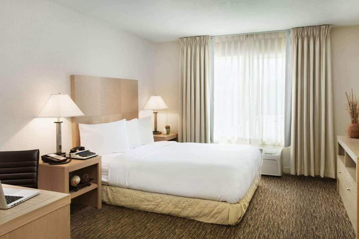 Premium bedding, down comforters, pillowtop beds, in-room safe