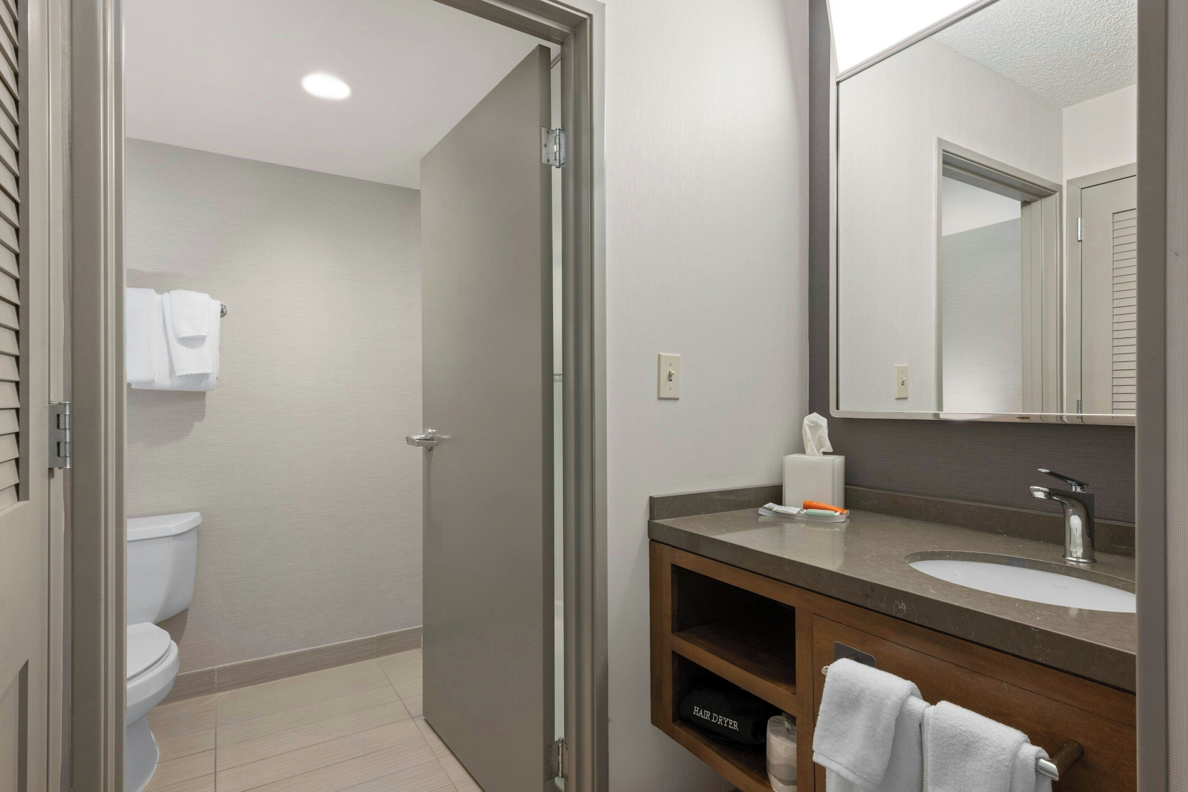 free toiletries, hair dryer, towels, soap