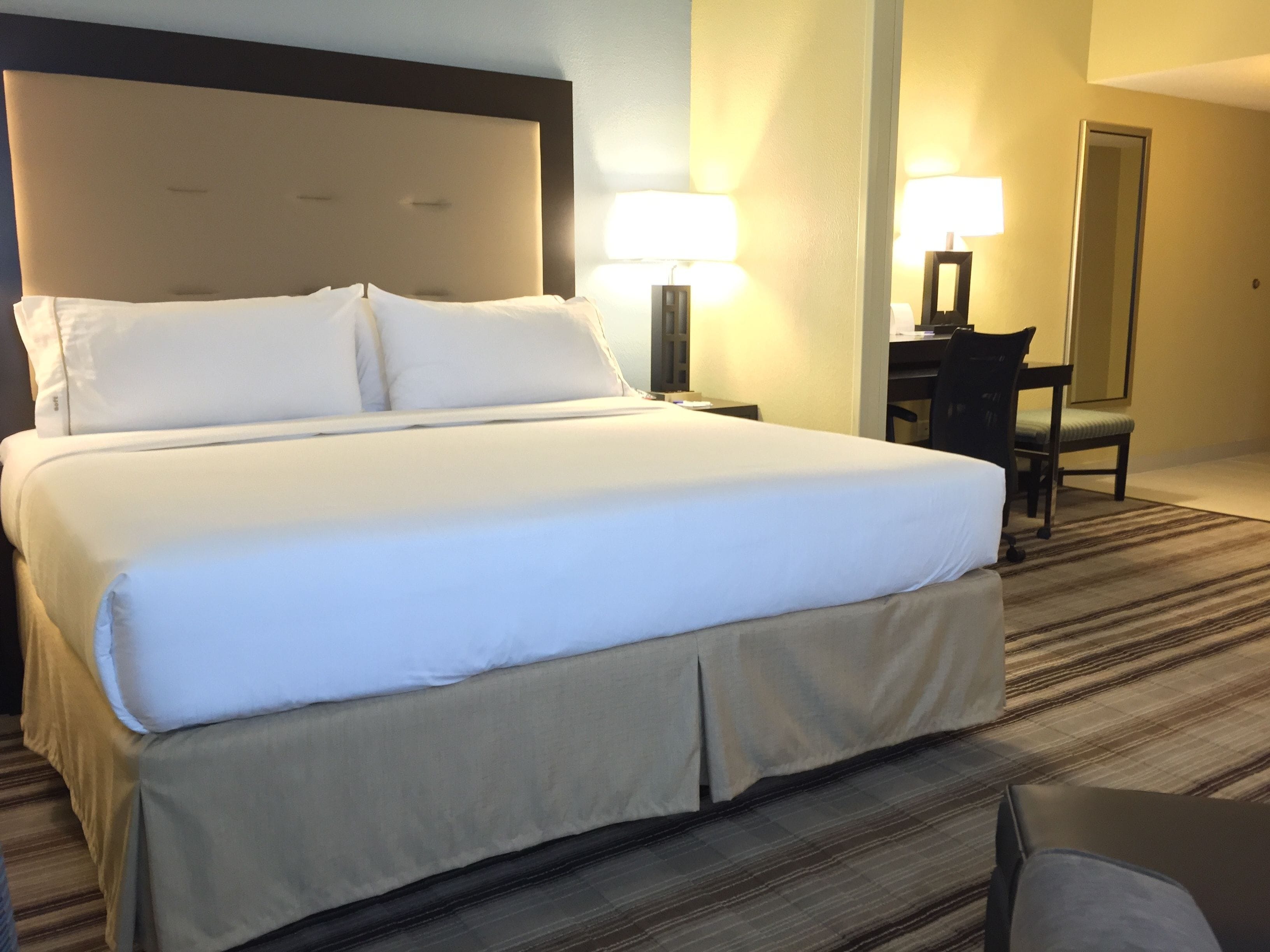 Premium bedding, down comforters, pillowtop beds, blackout drapes