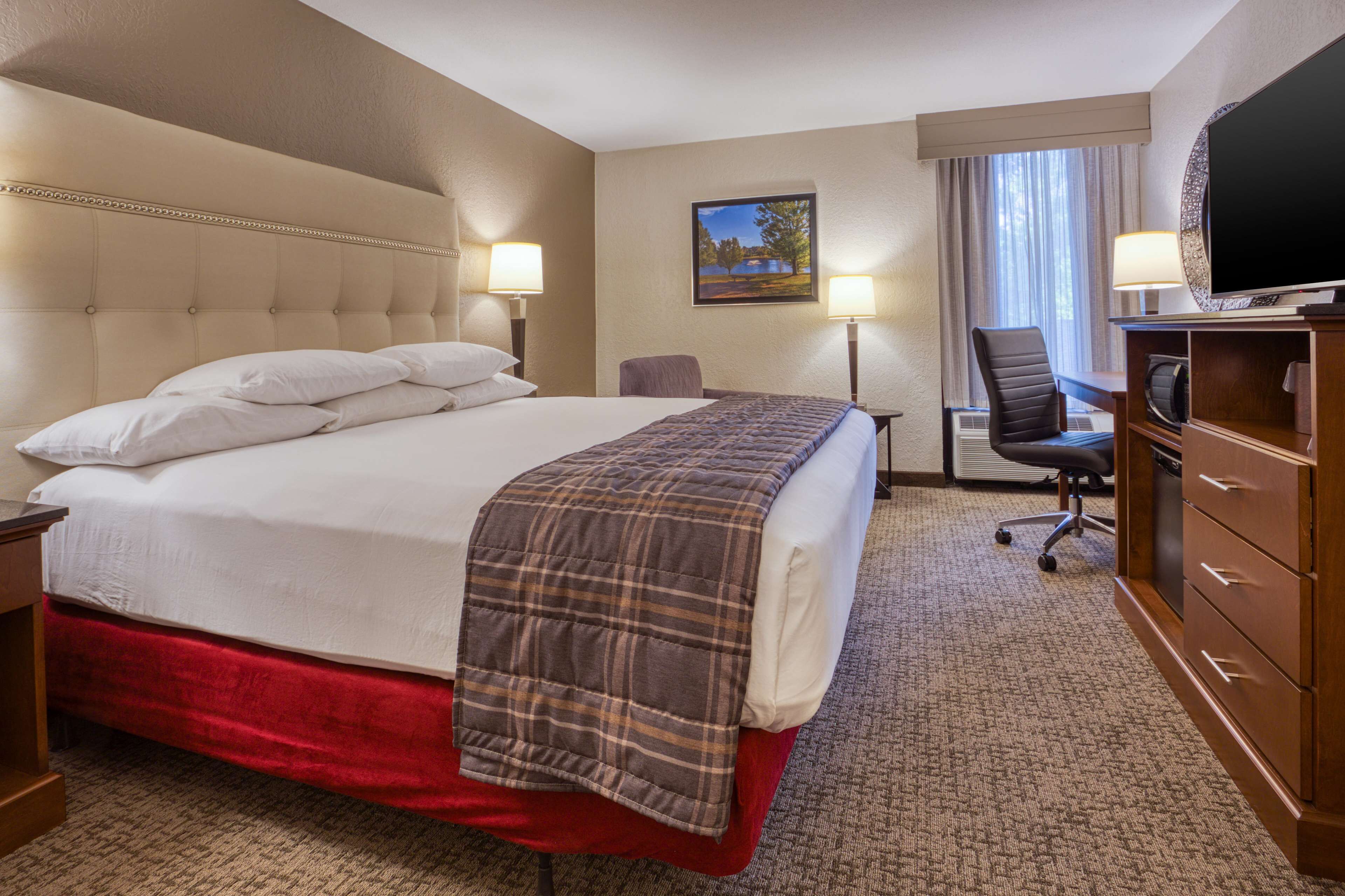 1 bedroom, desk, blackout curtains, iron/ironing board