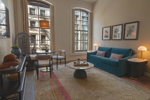 Suite, 1 King Bed with Sofa bed (Frederick) | Living area | 32-inch flat-screen TV with cable channels, TV, Netflix