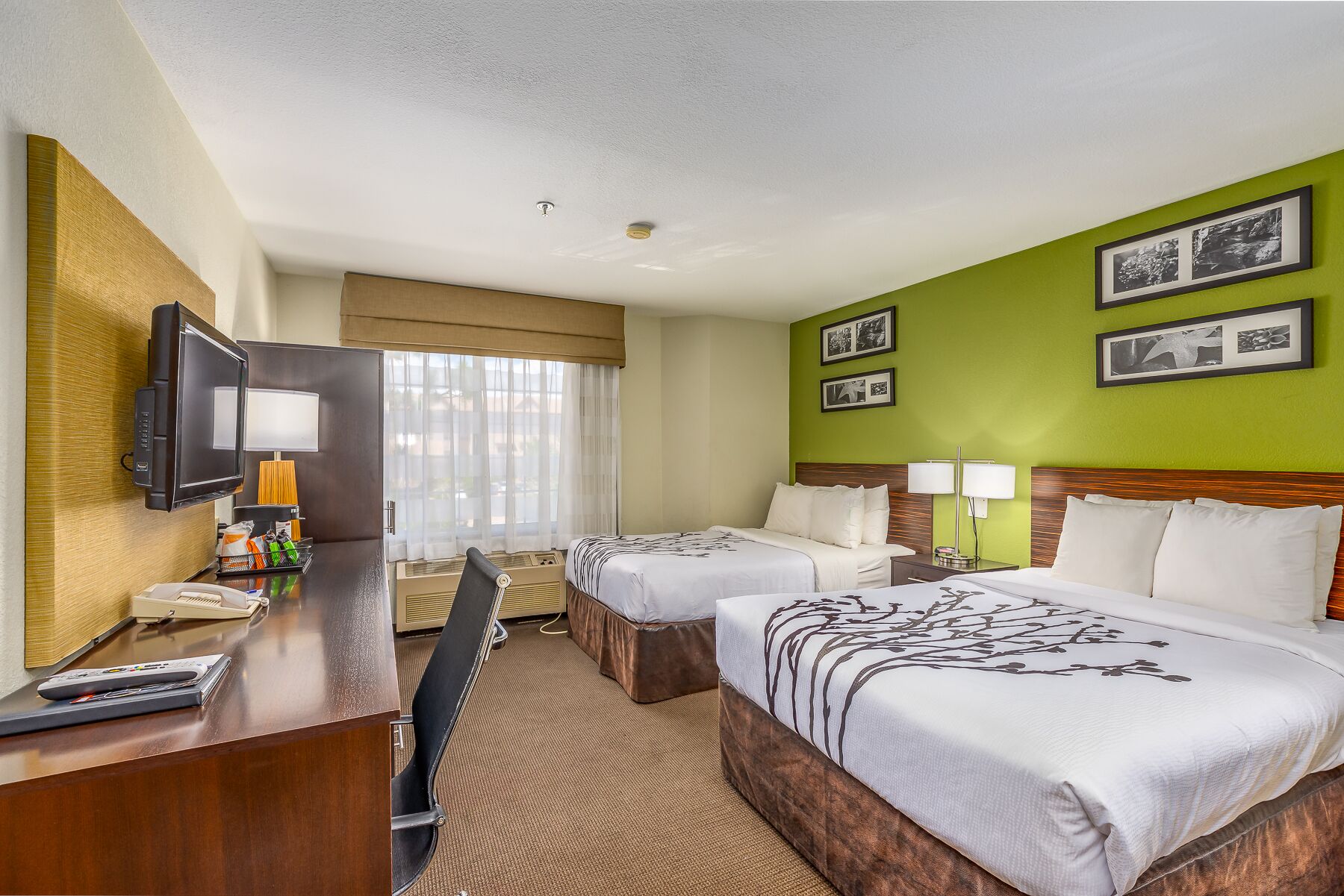 standard double room, 2 double beds | 1 bedroom, premium bedding, in-room safe, desk