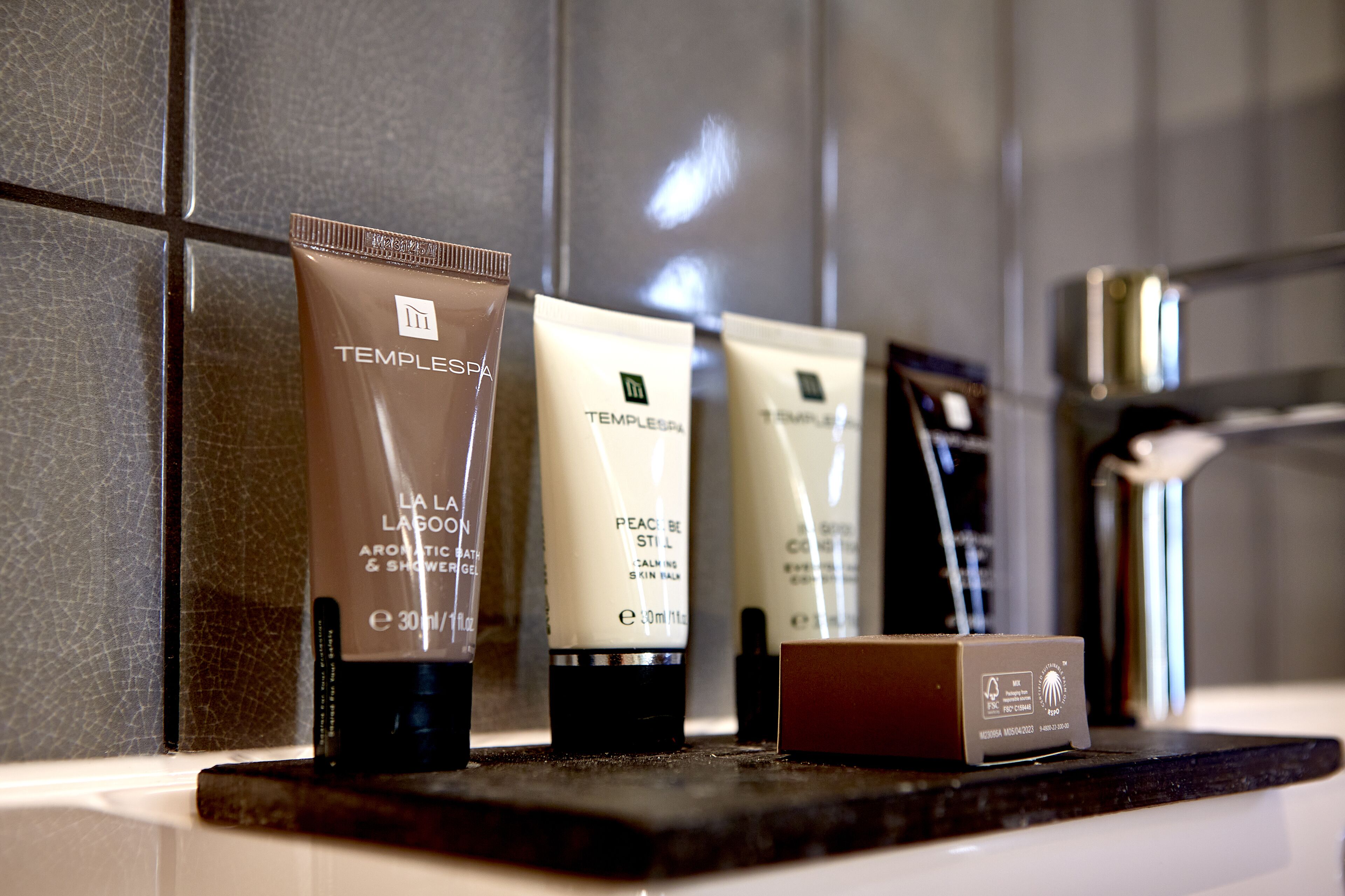 free toiletries, hair dryer, towels, soap