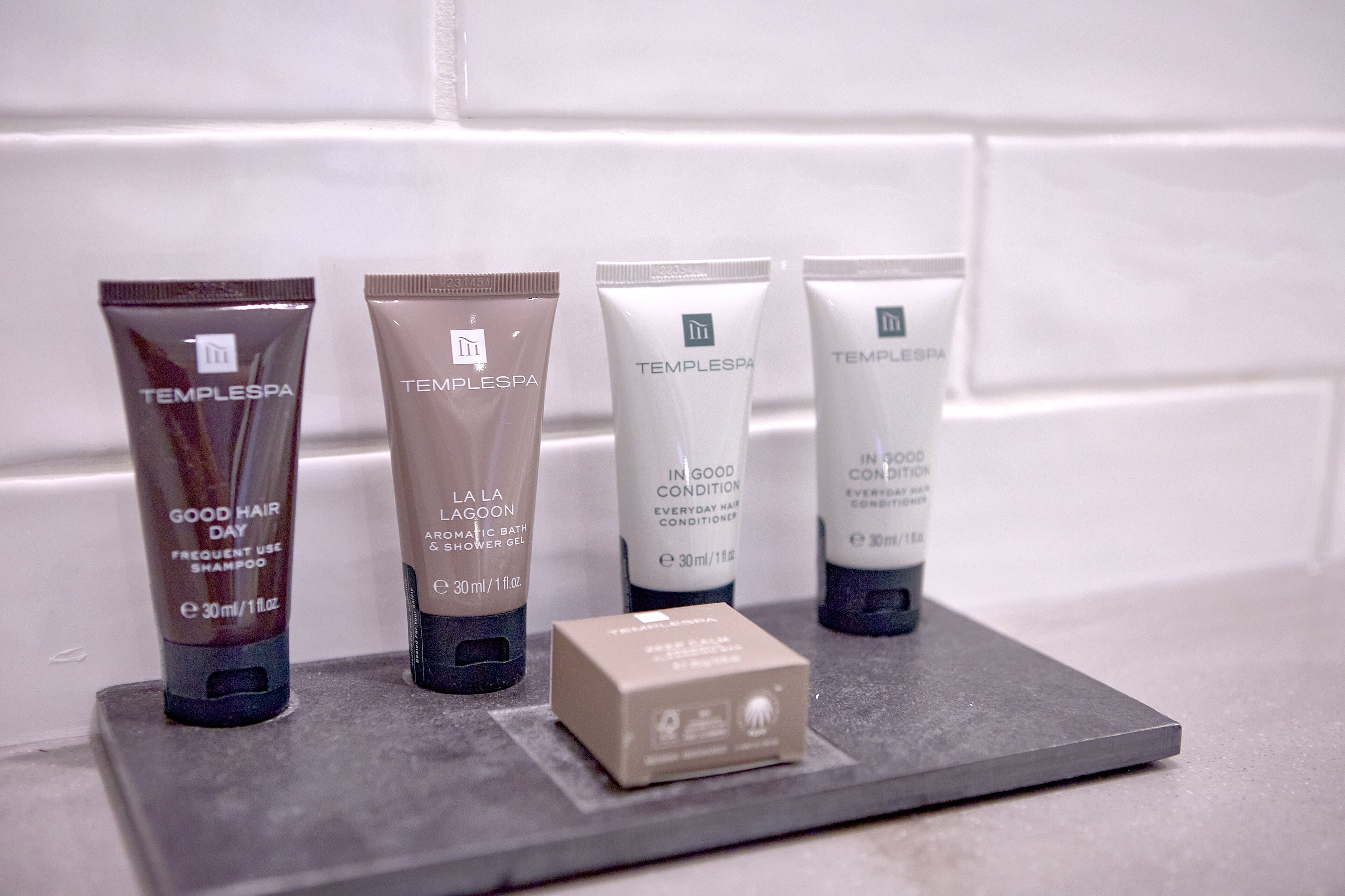 free toiletries, hair dryer, towels, soap