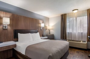 Premium bedding, desk, blackout curtains, iron/ironing board