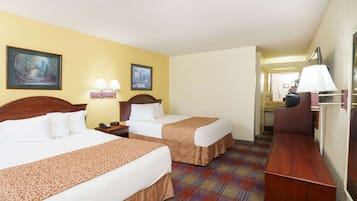Room, 2 Queen Beds, Accessible, Non Smoking (Mobility Accessible) | Desk, laptop workspace, blackout curtains, iron/ironing board