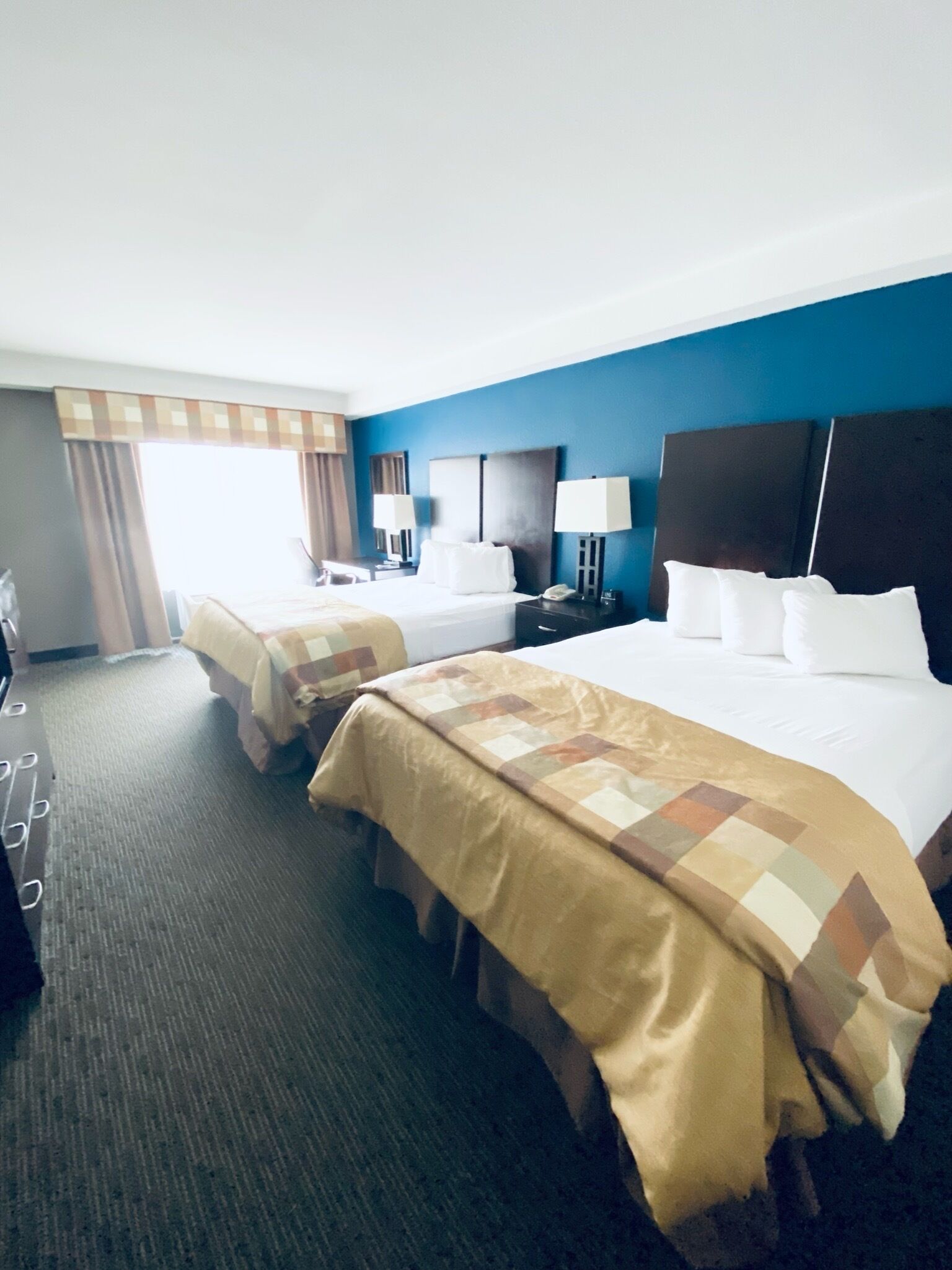 standard room, 2 queen beds, non smoking | premium bedding, desk, blackout curtains, iron/ironing board