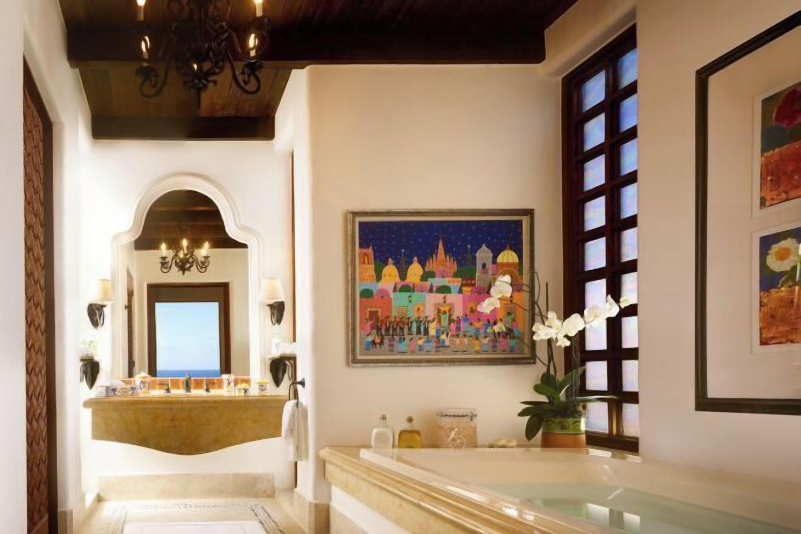 Separate bathtub and shower, jetted bath, designer toiletries