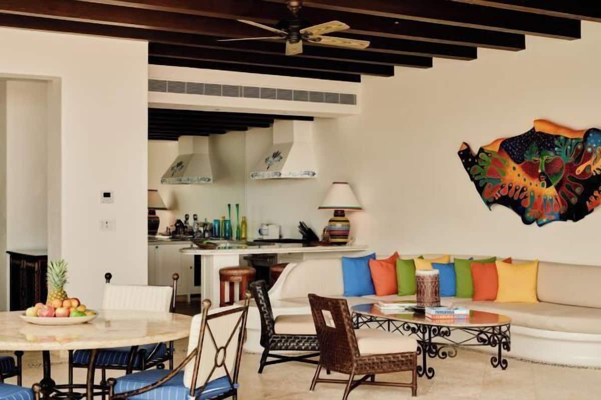 50-inch Smart TV with satellite channels, fireplace, DVD player