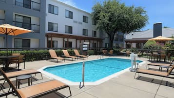 Outdoor pool, open 6:00 AM to 11:00 PM, pool umbrellas, sun loungers