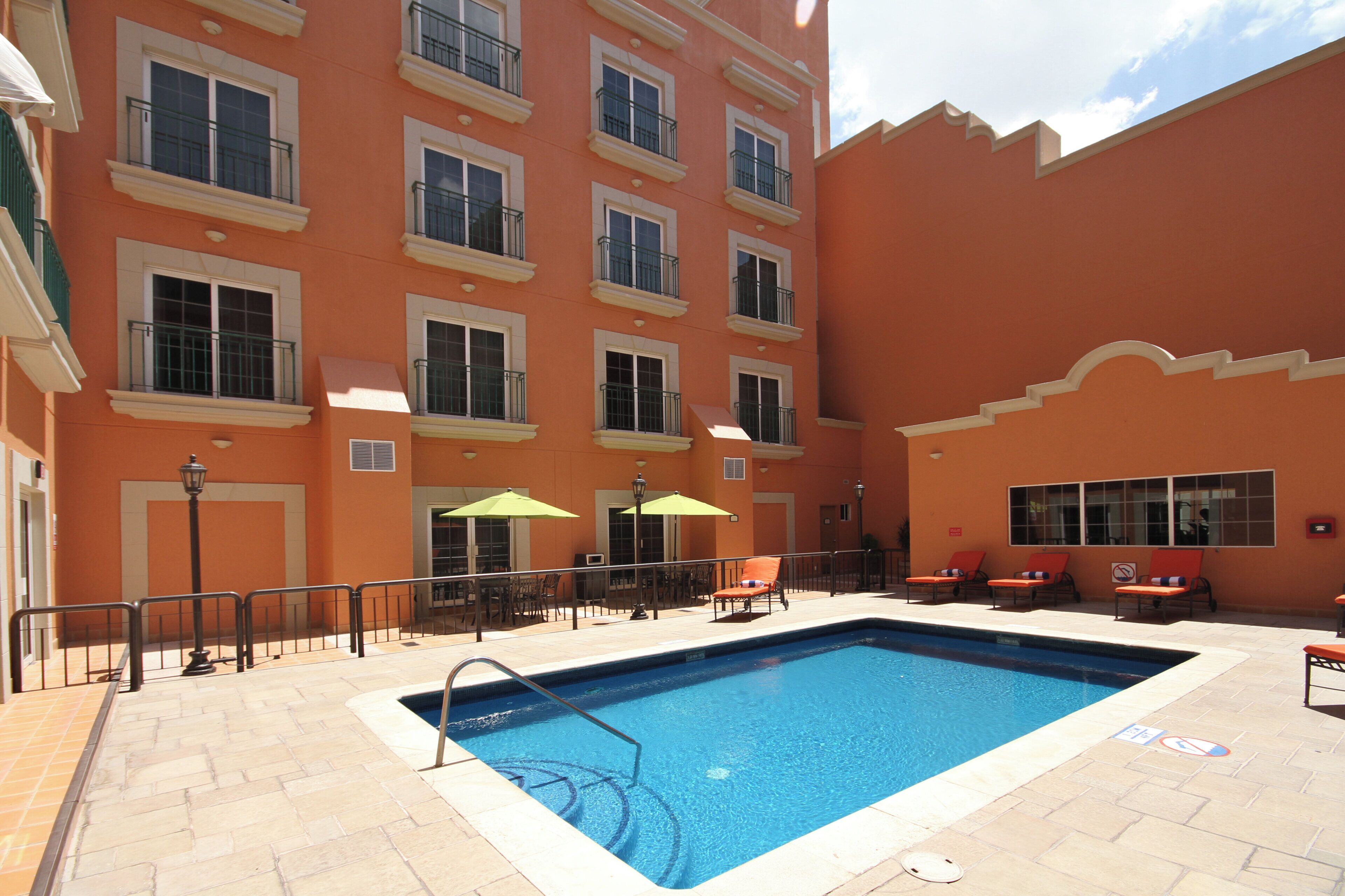 Outdoor pool, open 8 AM to 8 PM, sun loungers