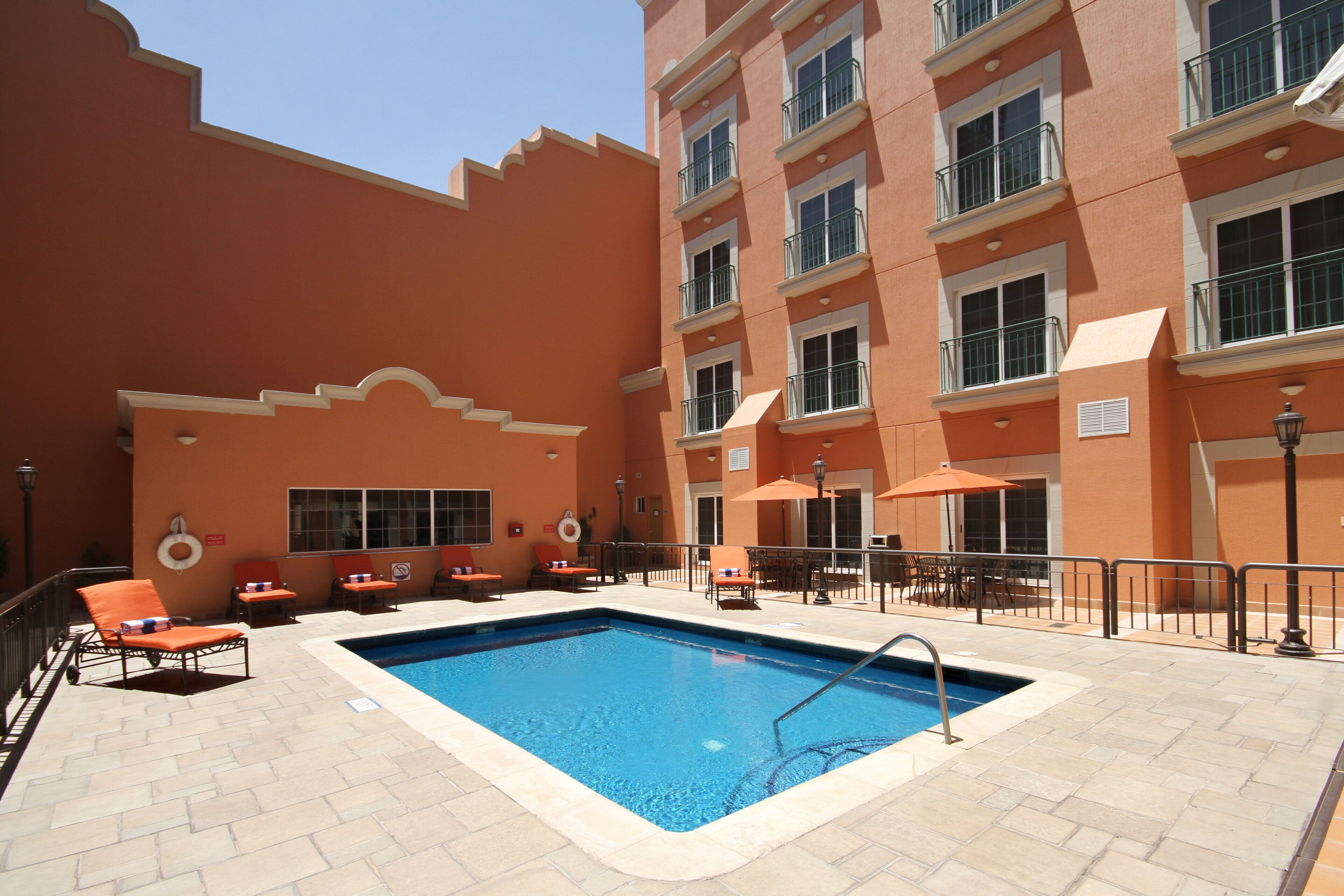 Outdoor pool, open 8 AM to 8 PM, sun loungers