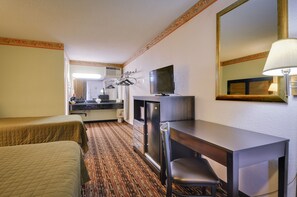 Standard Room, 2 Double Beds | In-room safe, desk, laptop workspace, blackout drapes