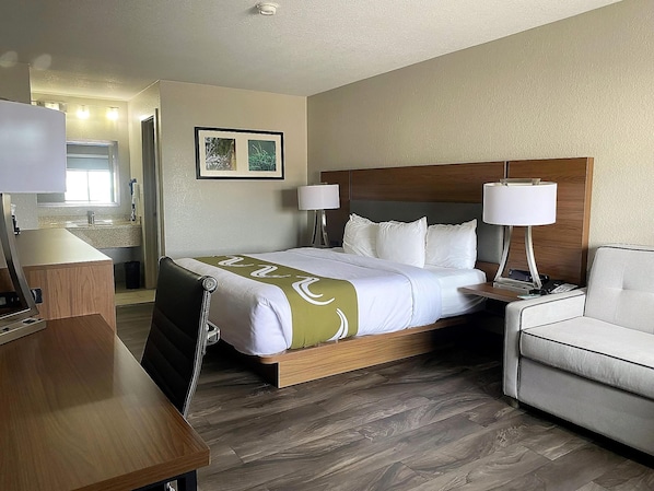 Suite, 1 King Bed, Non Smoking, Refrigerator & Microwave (with Sofabed) | Desk, laptop workspace, iron/ironing board, free cribs/infant beds