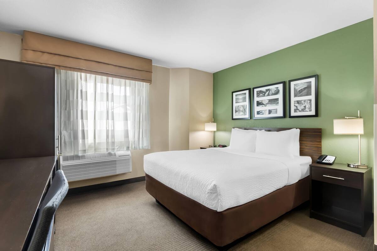 Standard Room, 1 Queen Bed, Non Smoking | Desk, blackout drapes, iron/ironing board, WiFi (free)