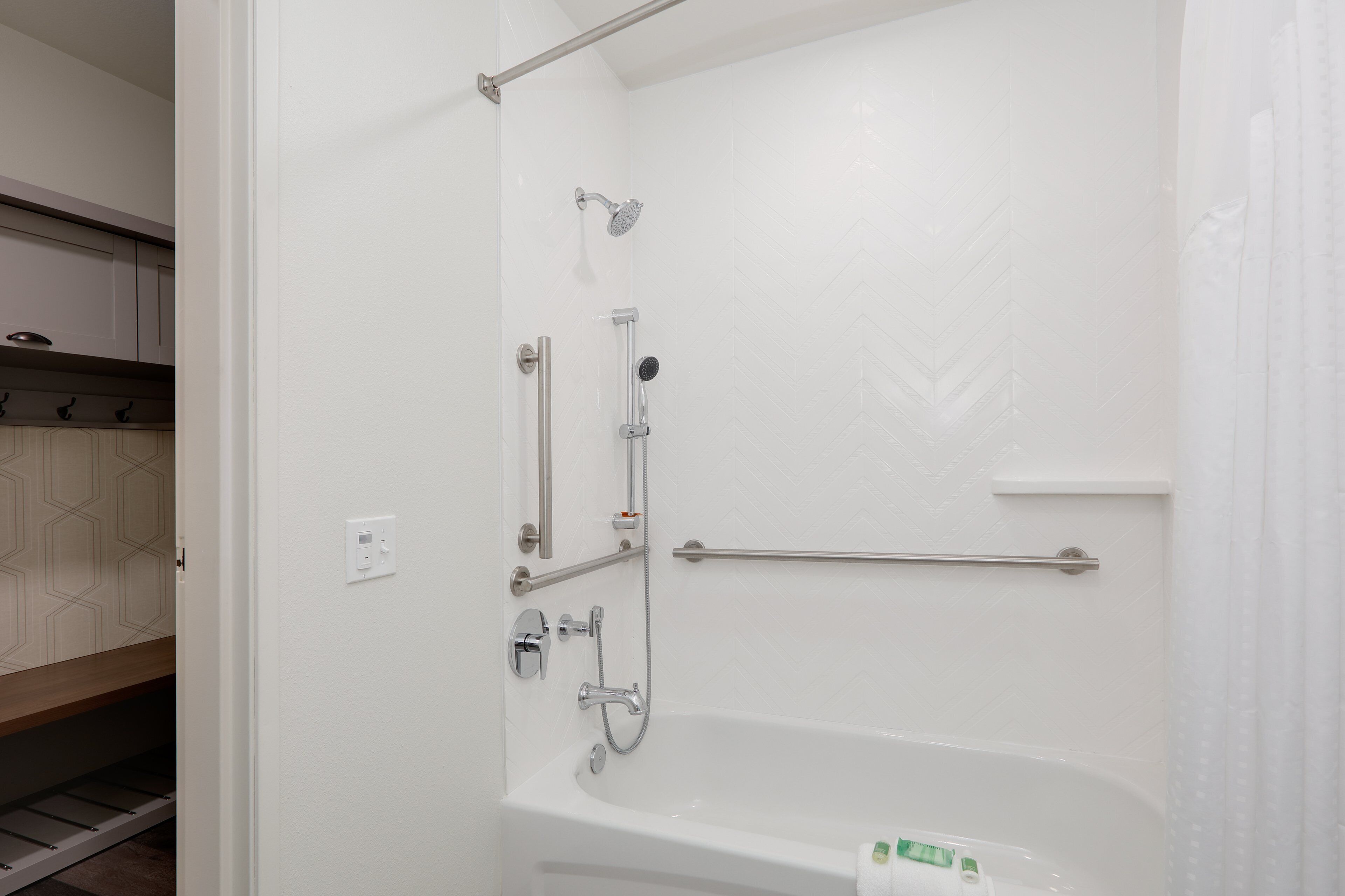 free toiletries, hair dryer, towels