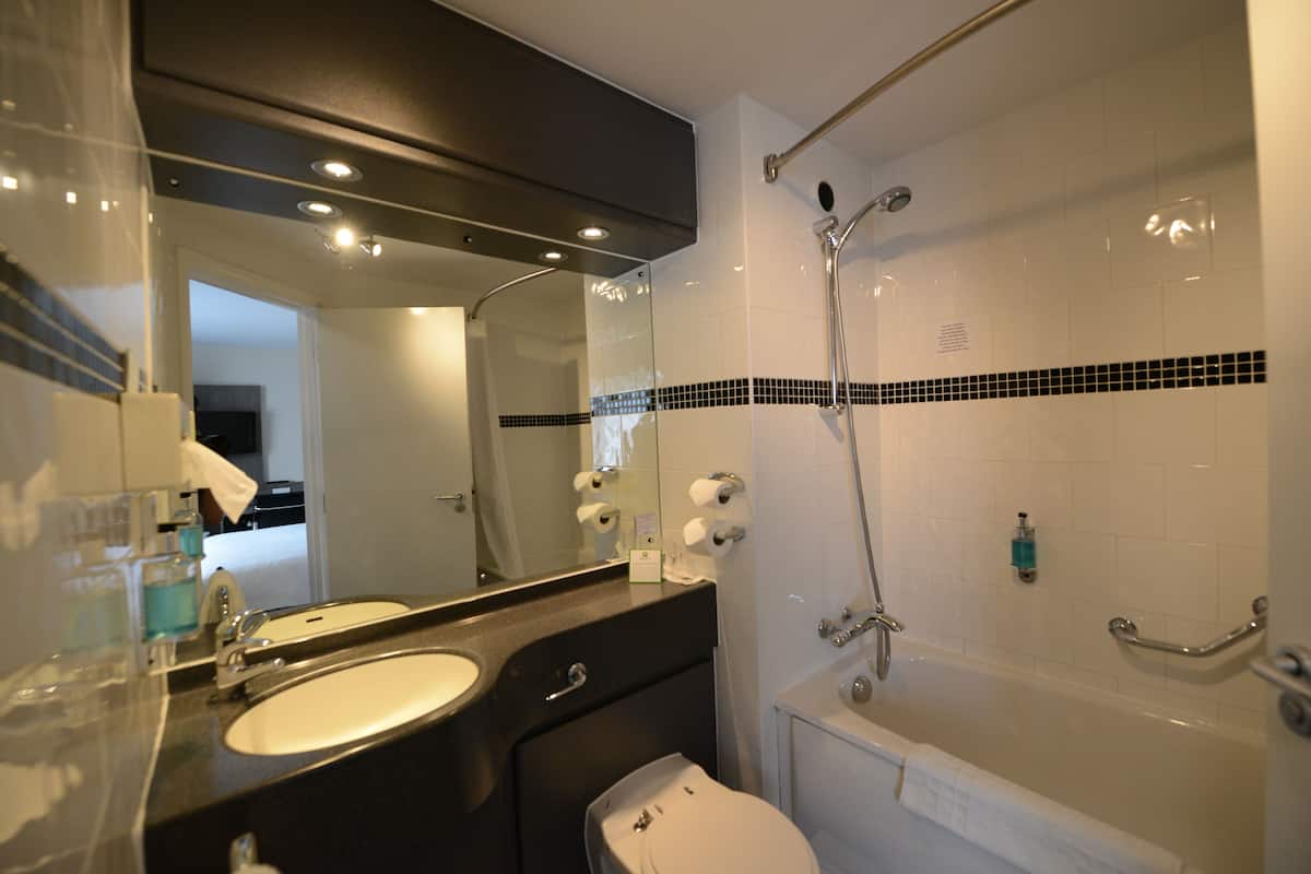 standard room | bathroom | combined shower/bathtub, free toiletries, hair dryer, towels